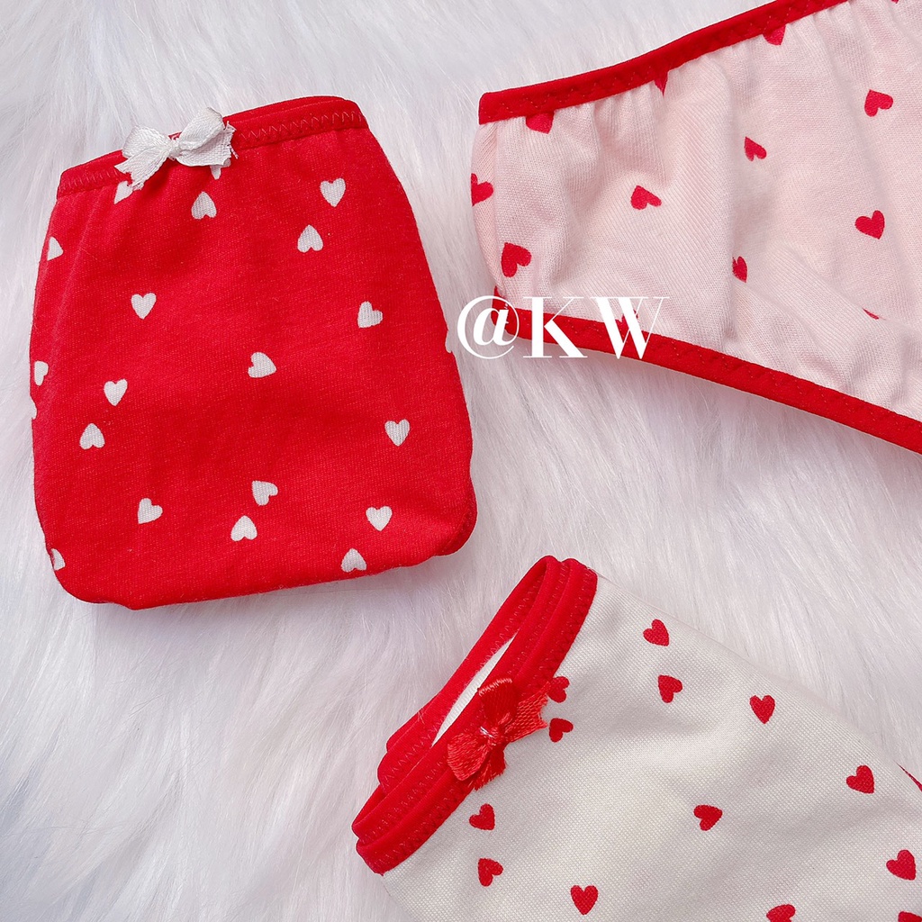 *☘️Mới ☘️* SET 3 quần chip cotton size nhỏ 35-42kg ( SET ĐỎ TRÁI TIM)