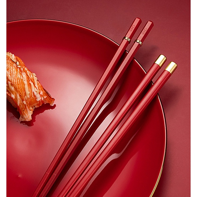 Bộ 5 đôi đũa đỏ viền vàng sang trọng T21