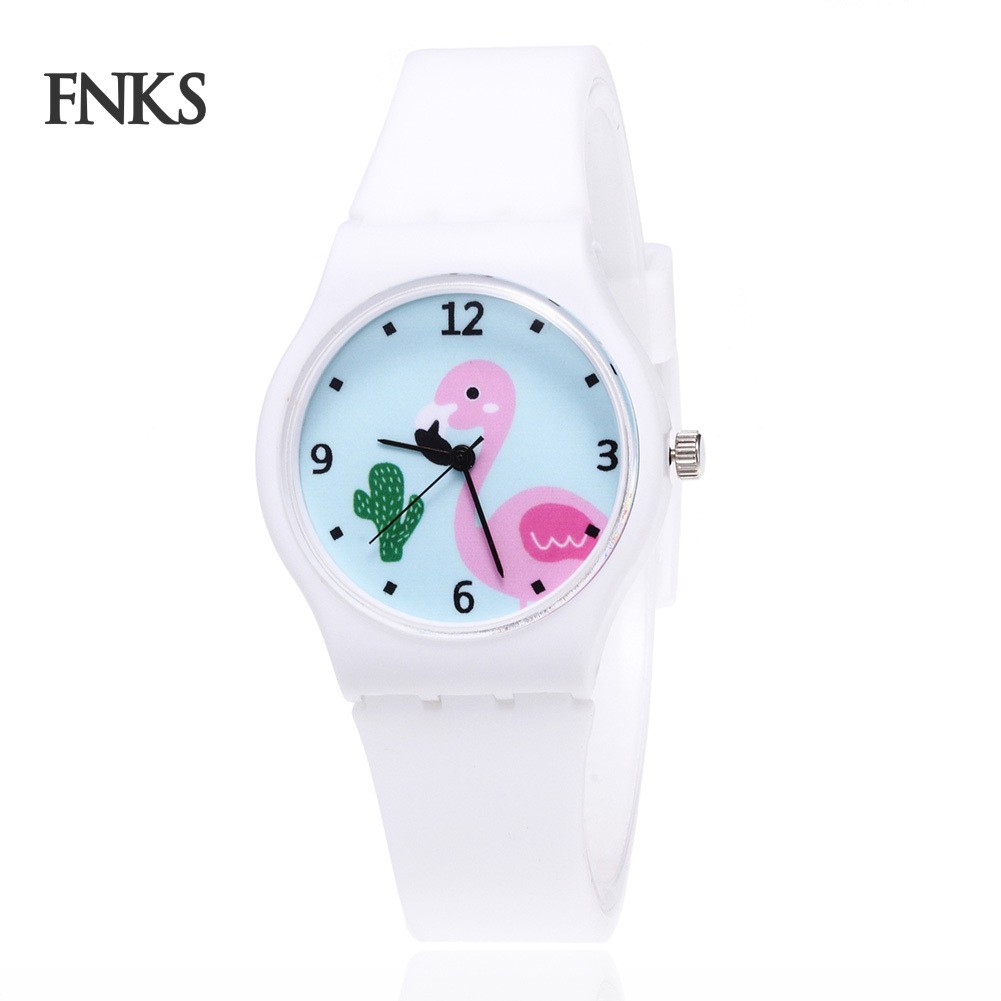Đồng hồ đeo tay thiết kế dây silicon với mặt hình hồng hạc dễ thương cho nữ | BigBuy360 - bigbuy360.vn