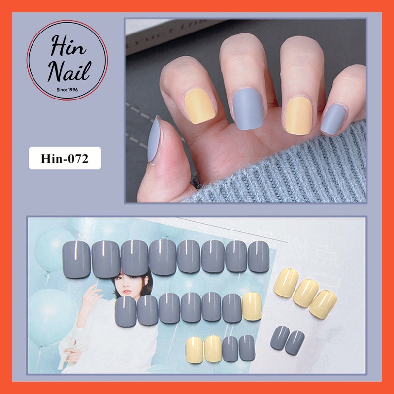 Bộ 24 móng tay giả kèm keo màu trơn Hin Nail