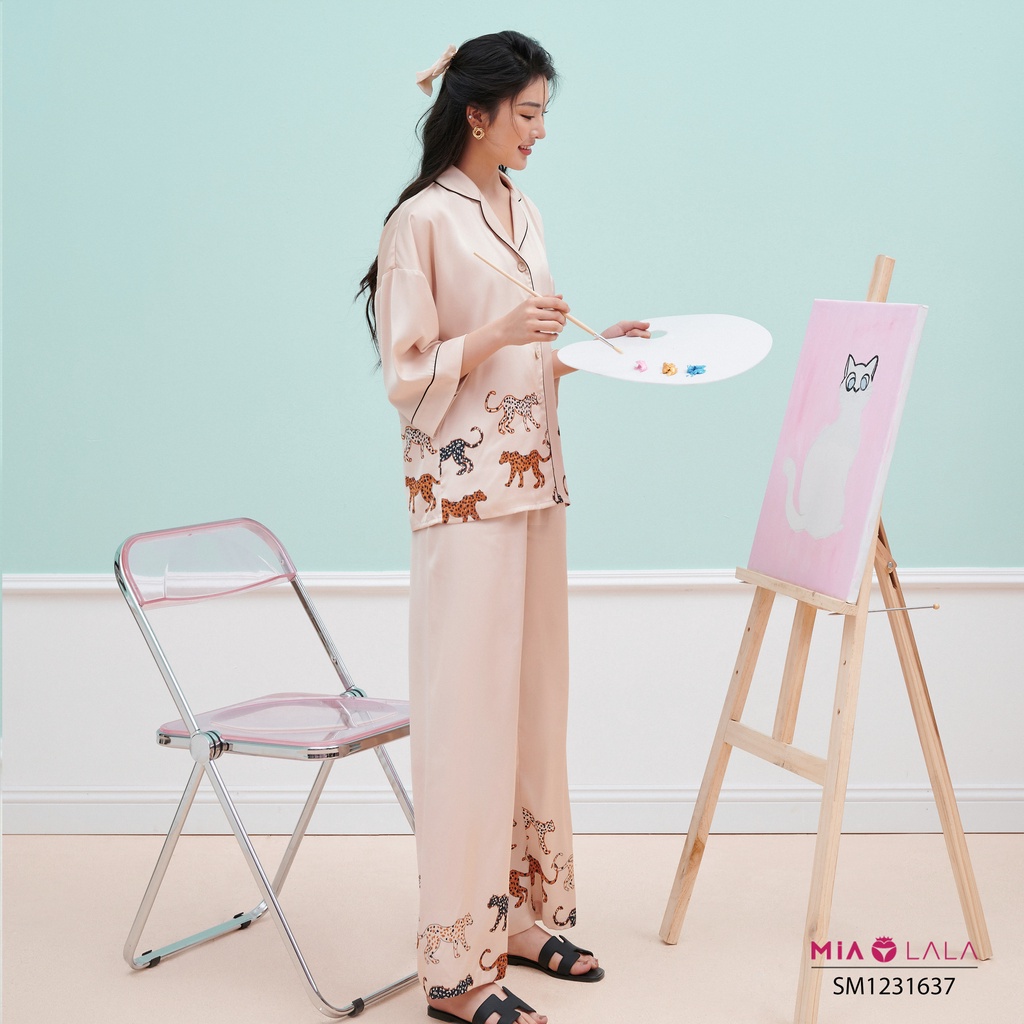 Bộ đồ mặc nhà lụa Mialala áo tay lỡ, quần dài SM1231637