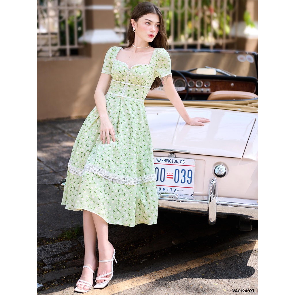 Váy phối ren tùng xòe 1VA01940XL Lep'