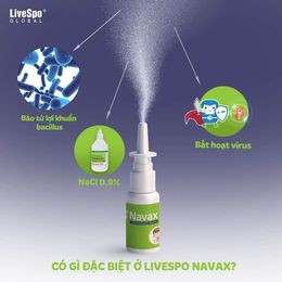LiveSpo Navax-Nước muối sinh lý chứa bào tử lợi khuẩn, vệ sinh và phòng ngừa giảm nguy cơ viêm nhiễm tai mũi họng 4 ống