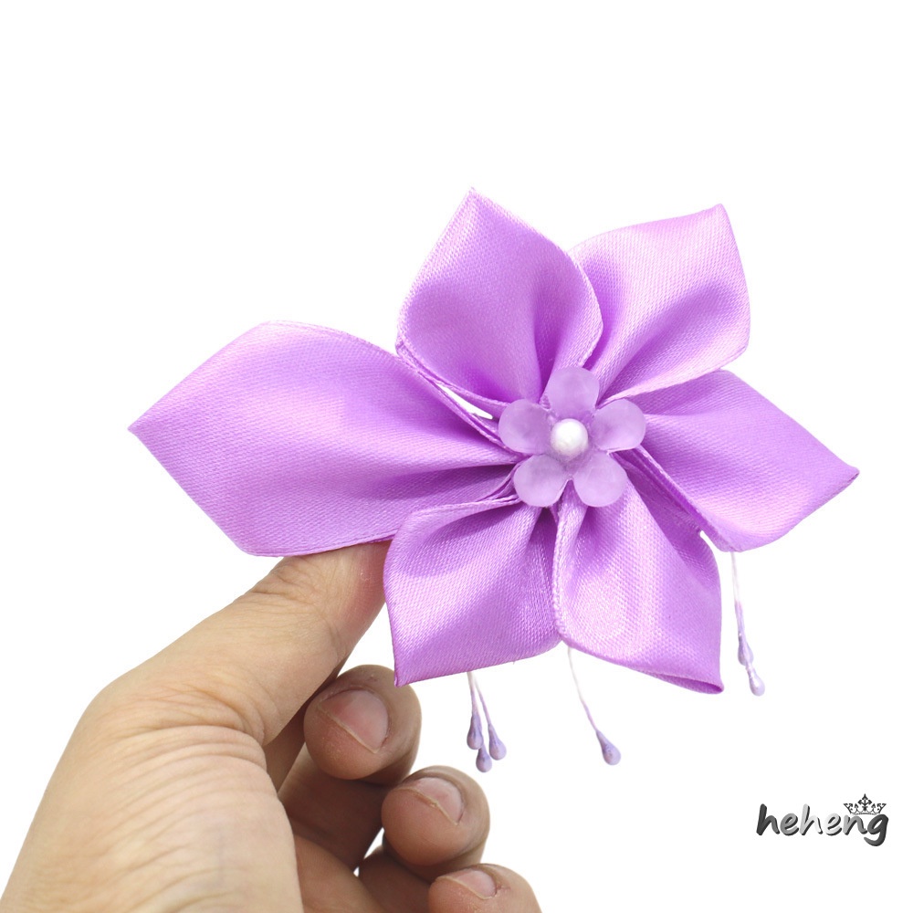 Tóc Giả Hóa Trang Isabella Isabella Màu Tím Đính Nơ Hoa