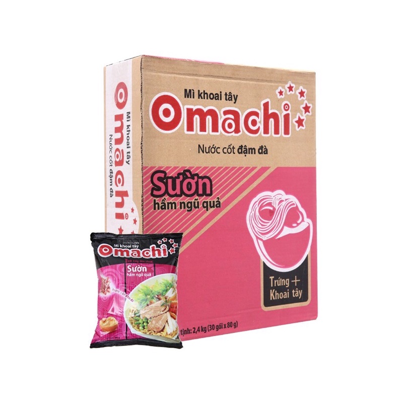 [Mua nhiều hỗ trợ giảm giá] Thùng gói mì khoai tây Omachi xốt bò hầm 30 gói x 80g