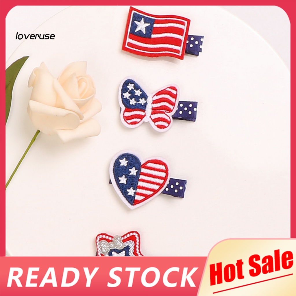 / Lo / Kẹp Tóc Chủ Đề Patriotic Màu Đỏ Xanh Lam Trắng Đáng Yêu Cho Bé Gái