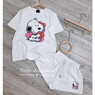 bộ quần đùi áo cộc tay in hình chú cún snoopy