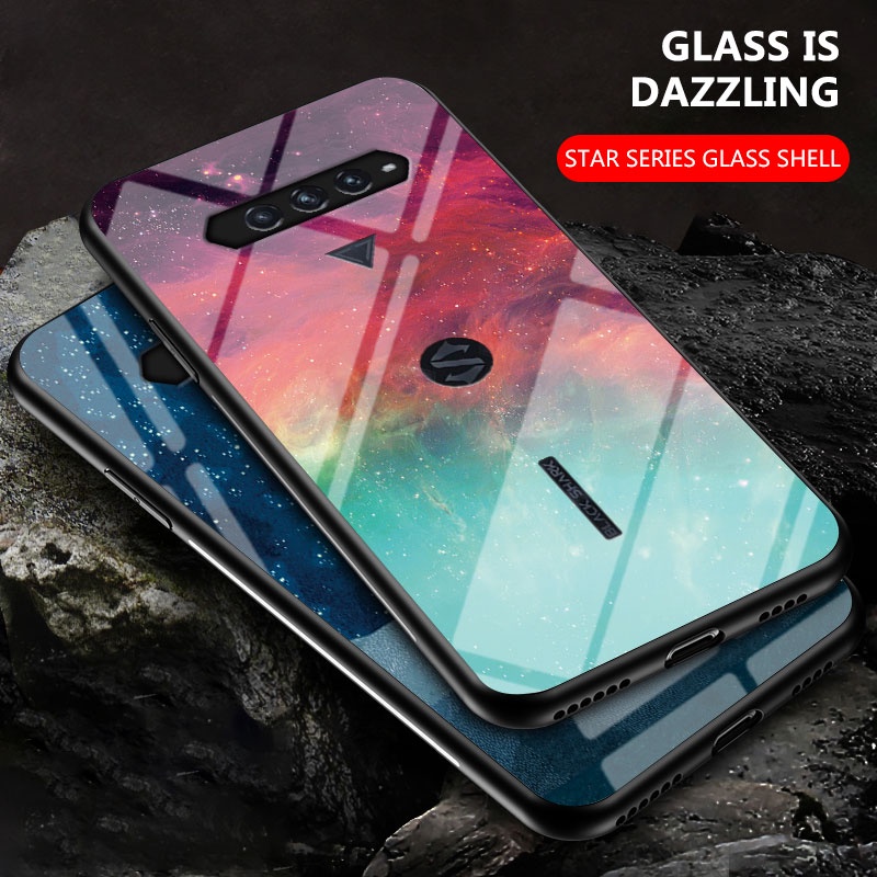 Ốp Điện Thoại Kính Cường Lực Cạnh Silicon Mềm Chống Sốc Cho Xiaomi Black Shark 3 3s 3pro 4 4pro 5 5pro 5RS