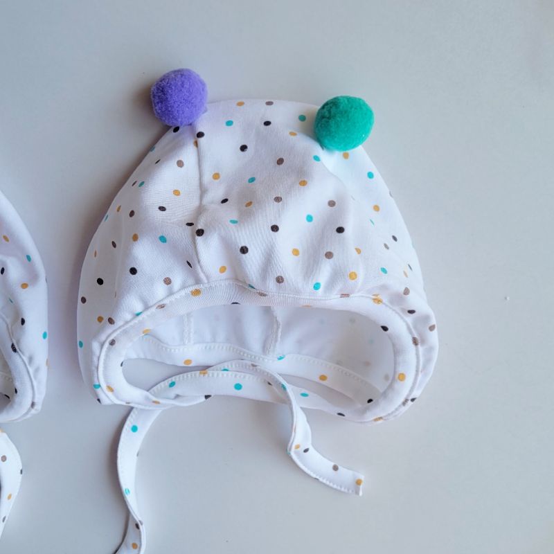Mũ cục bông cho bé chất cotton Hàn 4-12M