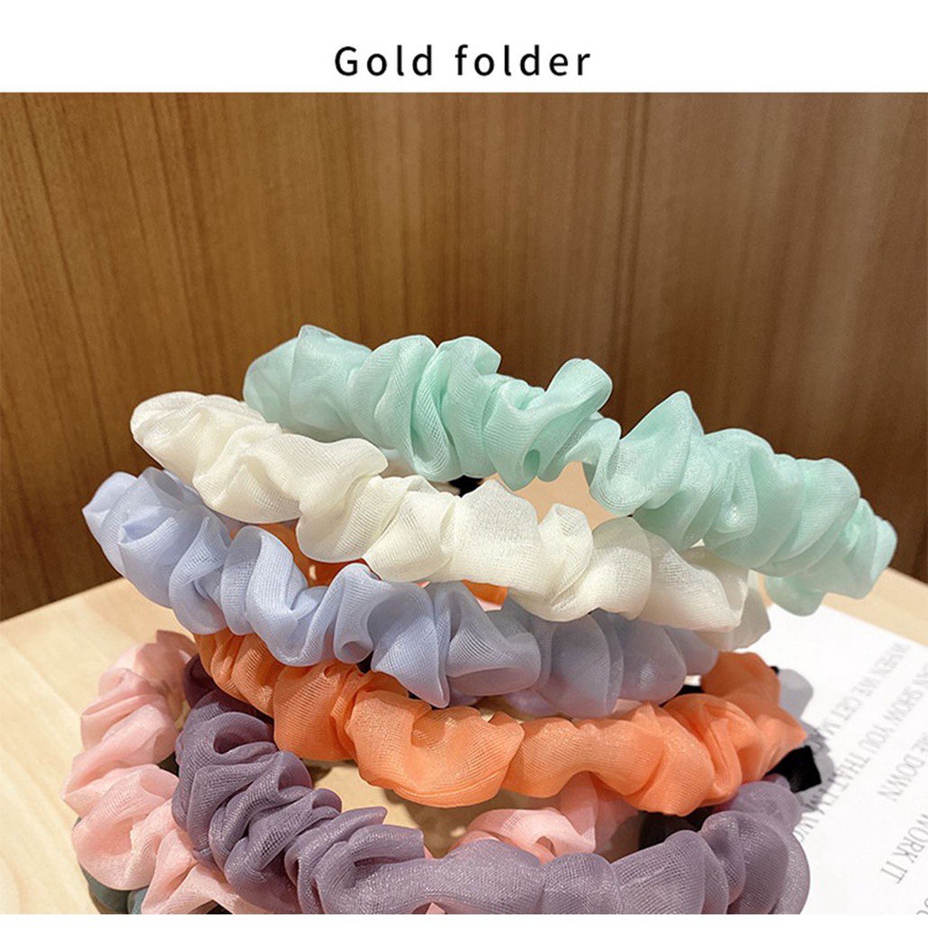 Băng Đô Chiffon Lưới Màu Trơn Thiết Kế Đơn Giản Thời Trang Cho Nữ