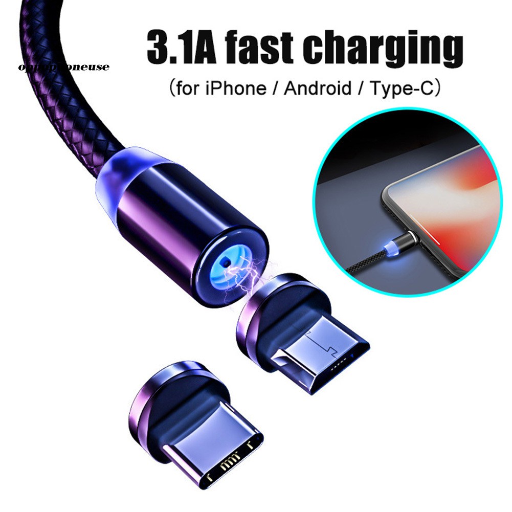 Dây Cáp Sạc Nhanh Nam Châm 3.1a Micro Usb Type-C Cho Điện Thoại Android Iphone 1 / 2m