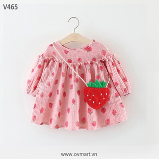V465-váy dâu tây hồng