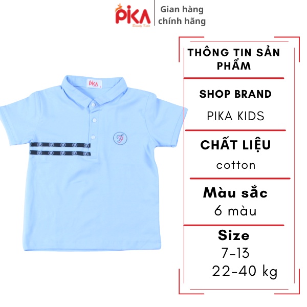 Áo cổ trụ cho bé trai - Pika kids - chất liệu cotton - Quần áo trẻ em từ 22-40kg