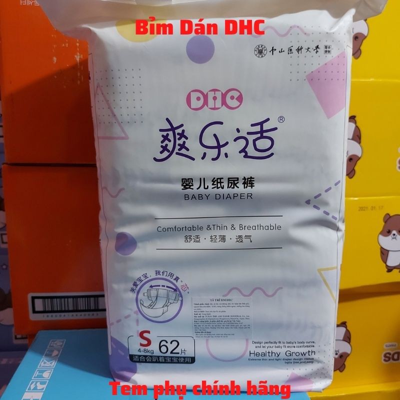 BỈM/TÃ DÁN DHC 🌟 FREE SHIP 🌟 Tã Cao Cấp Nội Địa TRUNG / Giấy tờ chứng nhận đầy đủ/ Đủ các Size S62/M56/L50/XL44