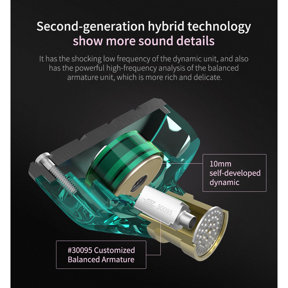 Tai nghe thể thao FAAEAL KZ ZSN DD+BA chống ồn có thể tháo rời