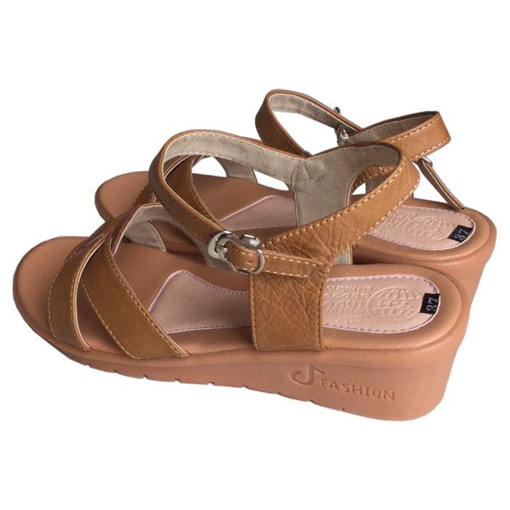 Dép sandal nữ đế cao da bò cao cấp THSDN0116