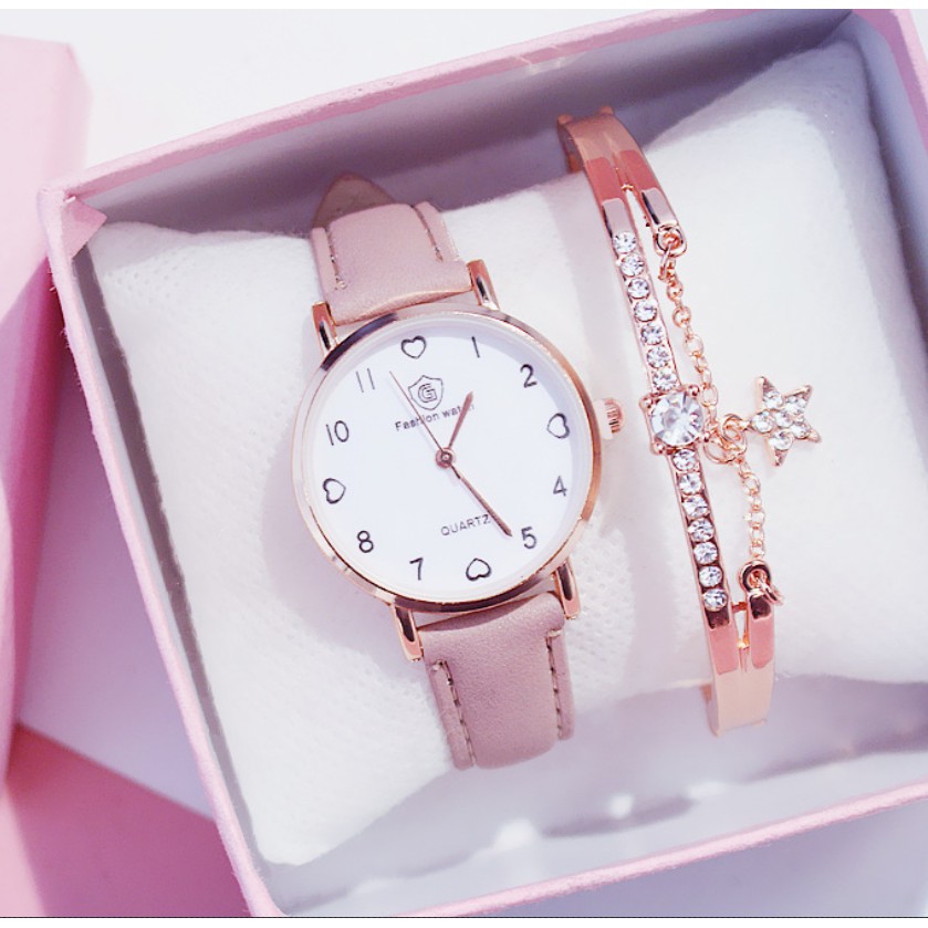 (Ko tặng lắc) Đồng hồ thời trang nữ Fashion Watch W2 dây da lộn mặt số tim | BigBuy360 - bigbuy360.vn