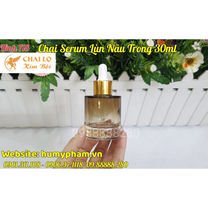 CHAI LỌ CHIẾT MỸ PHẨM - Chai Serum Lùn Nâu Trong 30ml
