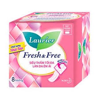 Băng vệ sinh laurier fresh & free dày cánh - không cánh 8 miếng