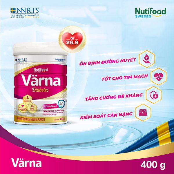 (Mẫu mới) Sữa bột Nutifood Varna Diabetes Lon 400g dành cho người tiểu đường, đái tháo đường