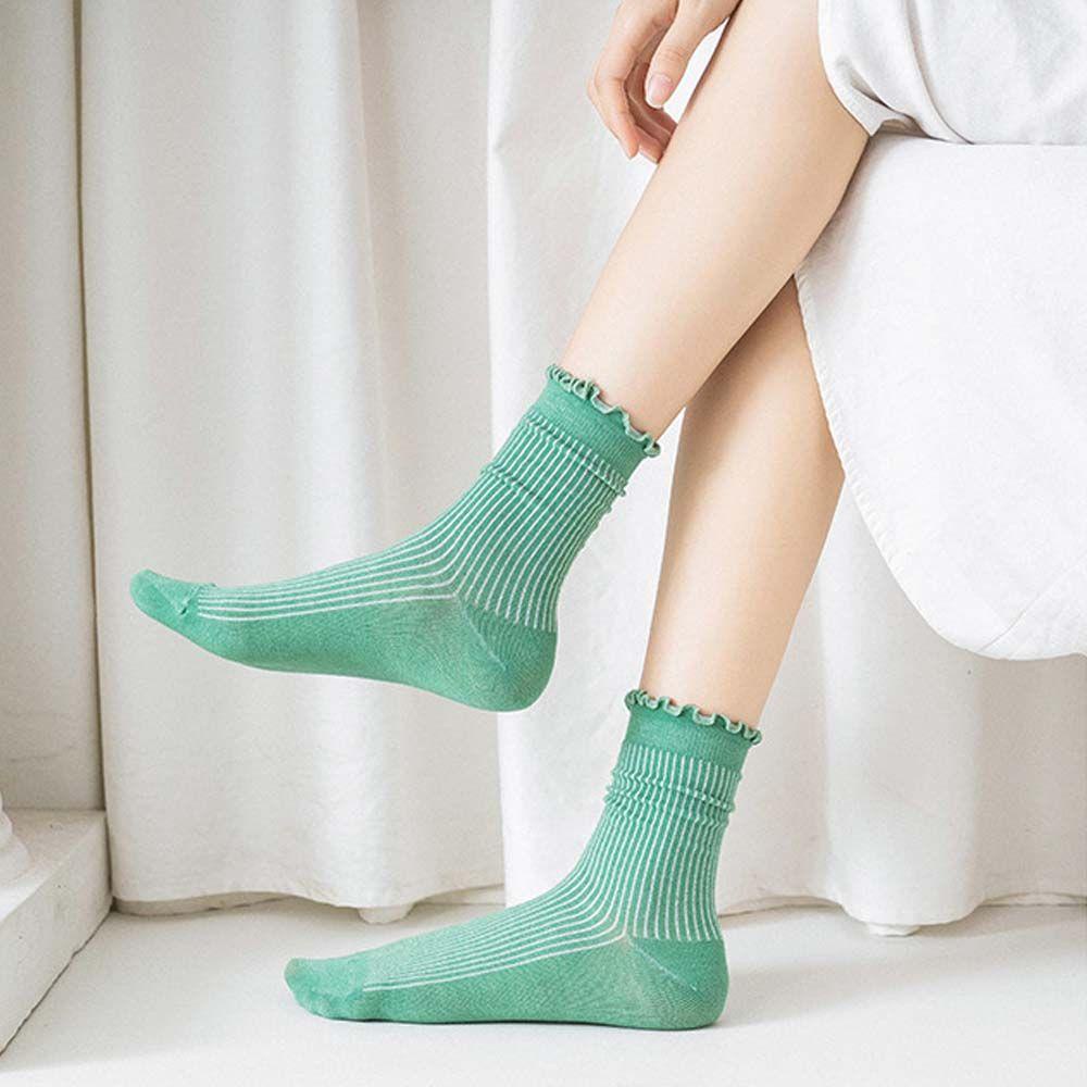 Vớ Thể Thao Ngắn Harajuku Họa Tiết Sọc Ngọt Ngào Thời Trang Cho Nữ