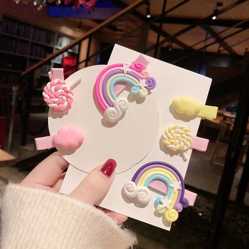 Set 3 Kẹp Tóc Màu Cầu Vồng Phong Cách Hàn Quốc Dễ Thương Cho Bé Gái