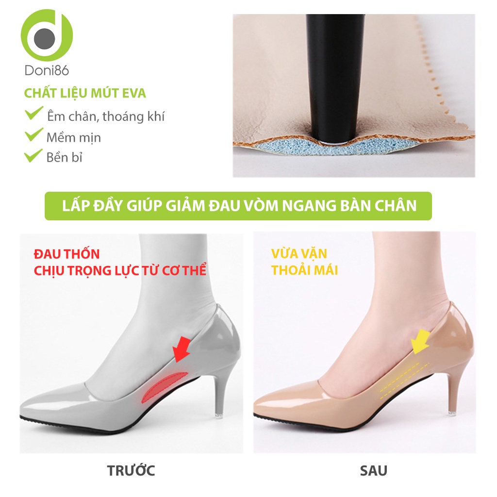 Lót giày cao gót chất liệu mút EVA ép mặt da giúp êm chân, chống trượt dành cho nữ - Doni - DOPK273