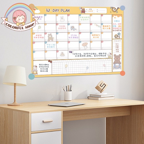 Lịch Học Tập Lịch Kế Hoạch Lịch Planner Decor Phòng Note Ghi Chú 30 Ngày Dán Tường D-Day Plan 38x53cm