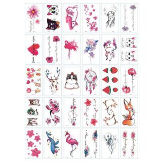 (Được chọn mẫu)H1 Hình xăm nước hình xăm dán tatoo mini stickers có màu đẹp phong cách Hàn Quốc dễ thương cute giá rẻ