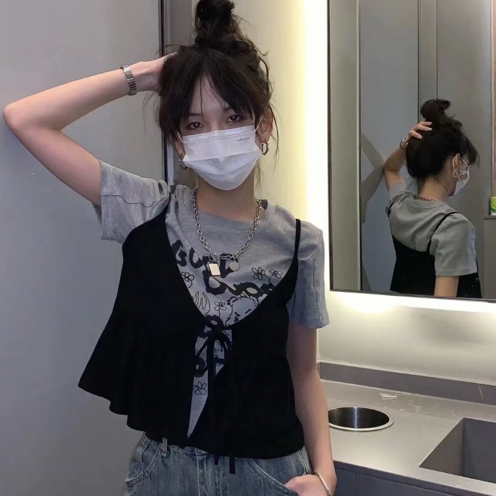 Set Áo Hai Dây Và Áo Cardigan Y2K Phong Cách Hàn Quốc 2022 Cho Nữ