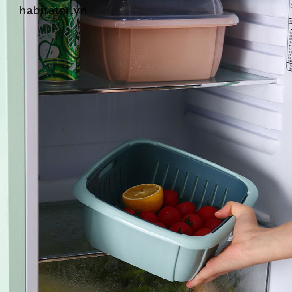 Khay Đựng Thực Phẩm Hai Tầng 3 Trong 1 Có Nắp Đa Năng Dùng Cho Tủ Lạnh