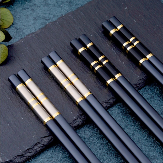 Set 5 đôi đũa hợp kim mạ vàng T01