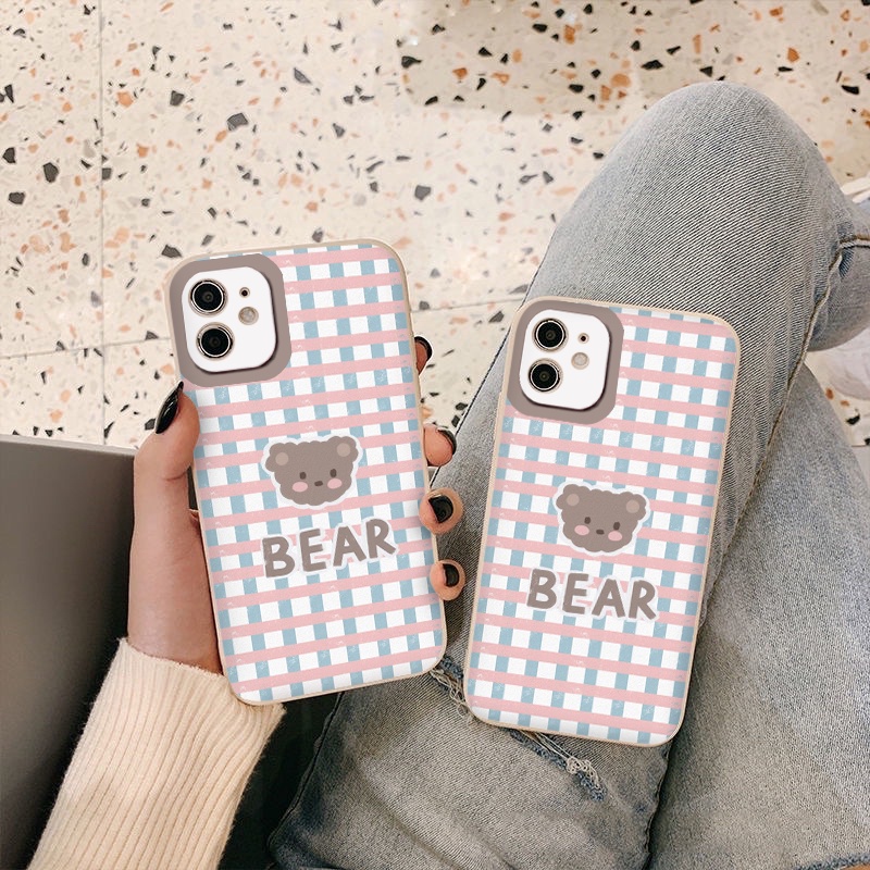 Ốp iphone hình gấu Bear caro đẹp cho iPhone 6/6Plus,7/8plus,X/Xs,XsMax,11, Xr,11pro,11ProMax,12/12pro,12ProMax,13pro