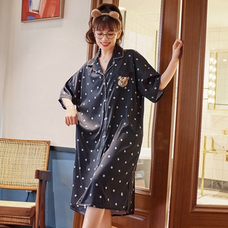Đồ ngủ lụa họa tiết chấm bi xinh xắn cho nữ