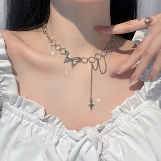 vòng cổ Choker Mạ Bạc Mặt Hình Bướm Dễ Thương Thời Trang Cho Nữ