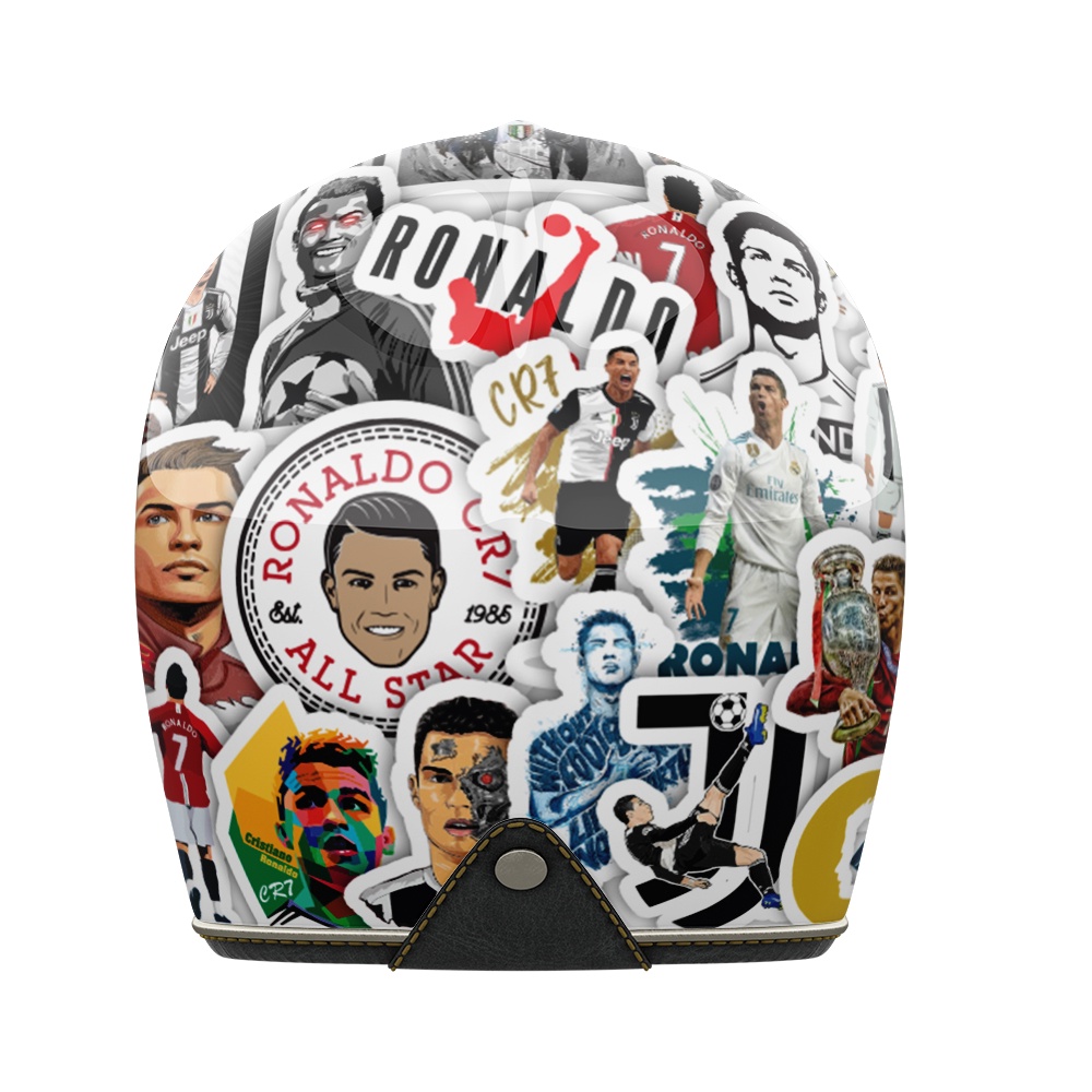 Set 50 cái Sticker Ronaldo CR7 dán mũ bảo hiểm, hình dán Ronaldo chống nước, decal hình cầu thủ Ronaldo