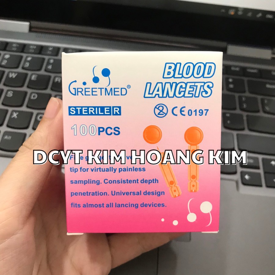 Kim lấy máu dẹp Greetmed hộp 100 kim dùng cho bút thử tiểu đường