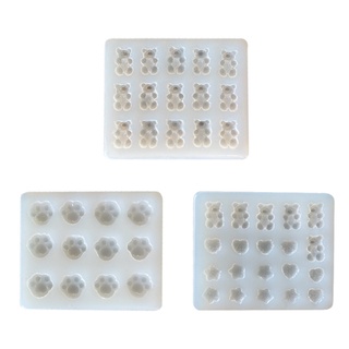 Khuôn nhựa silicon làm kẹp tóc, kẹo đường hình gấu, tim, sao, chân chó nguyên liệu resin DIY