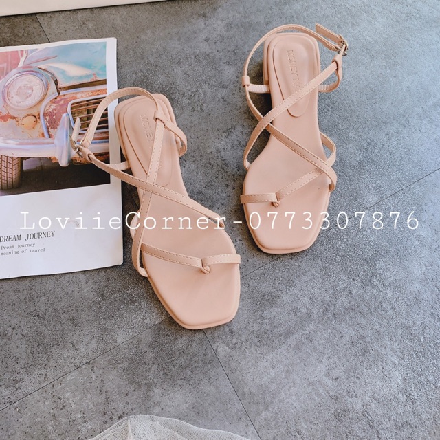 SANDAL NỮ LOVIIECORNER - GIÀY NỮ QUAI MẢNH - SANDAL MŨI VUỒNG  - GIÀY NỮ ĐẾ BỆT QUAI MẢNH - S200612 S220304