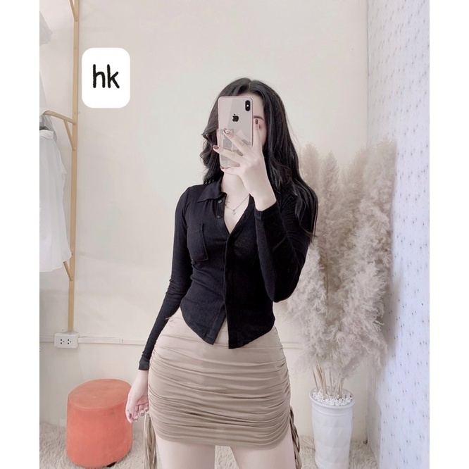 ÁO THUN TĂM CỔ ĐỨC VẠT HỚT TÔM MS12666 (có bán chân váy rút)