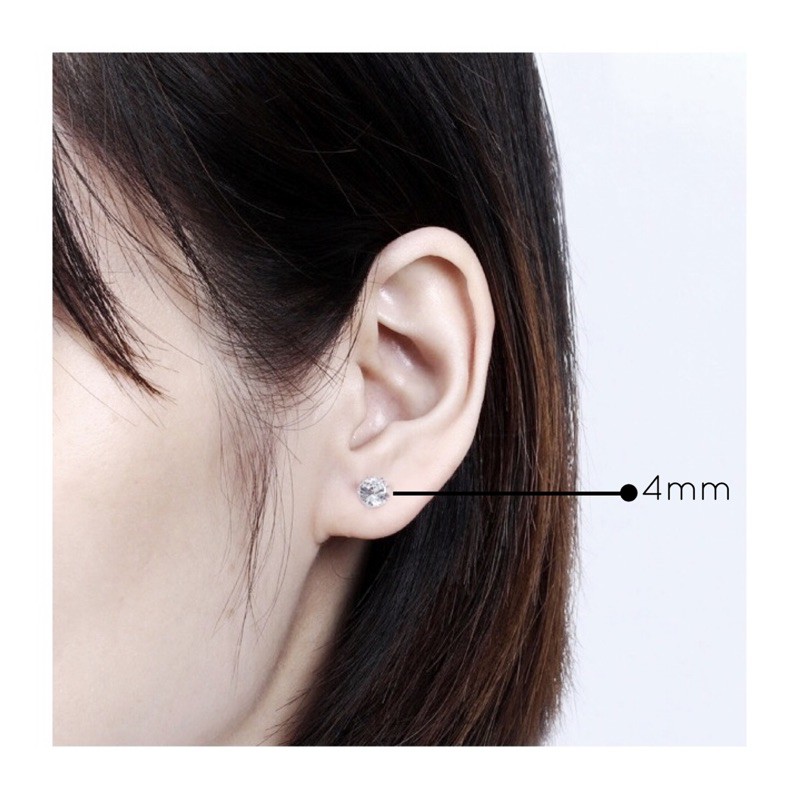 Khuyên đá zircon thép y tế không đen, chốt bi vặn