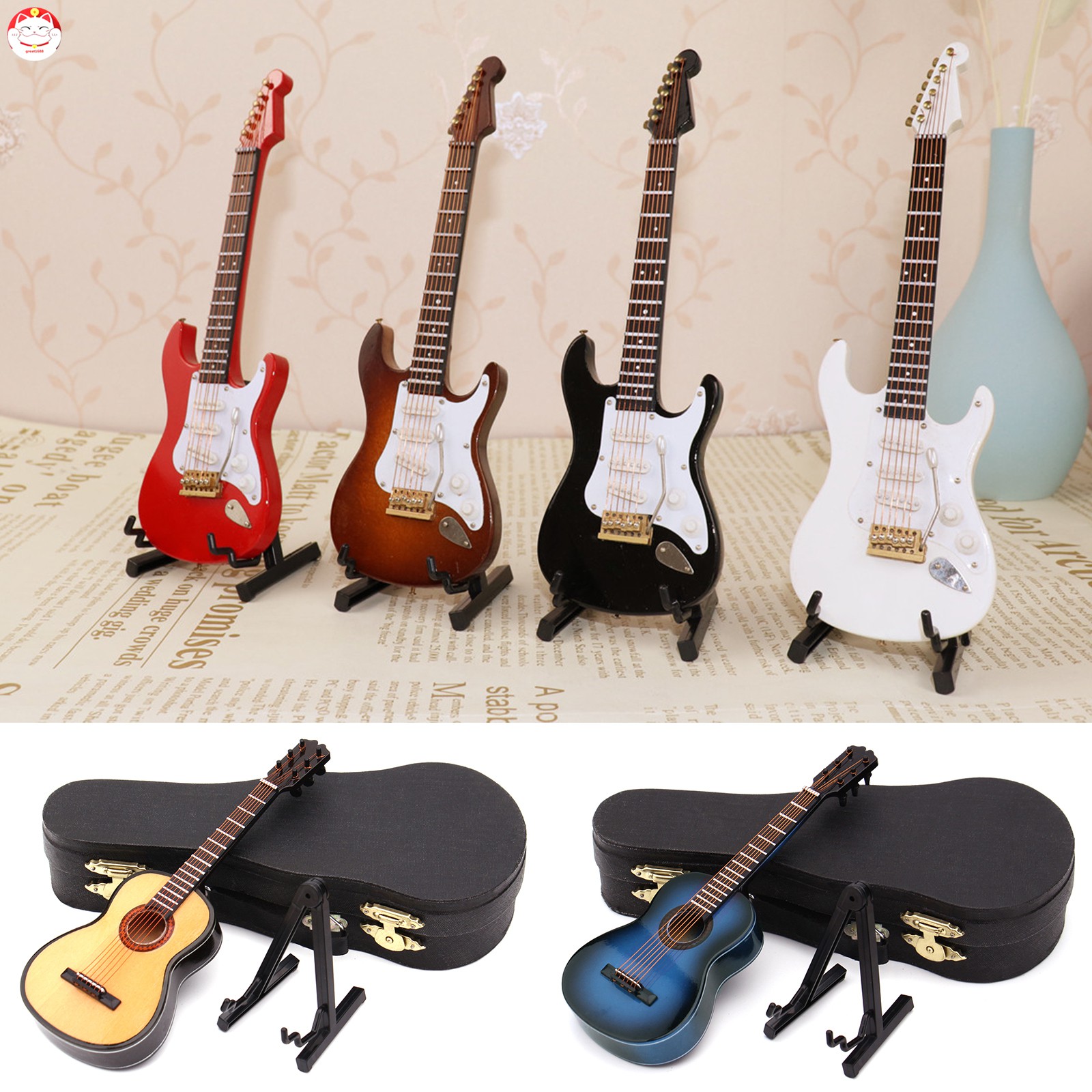 Mô Hình Đàn Guitar Mini Cổ Điển Trang Trí