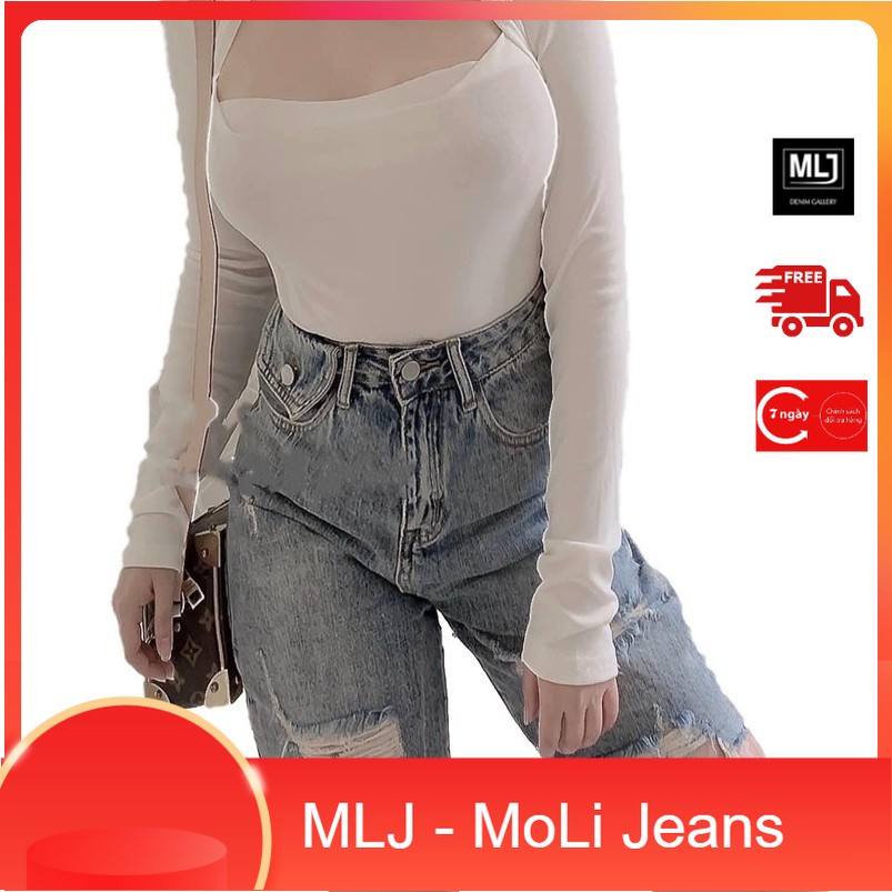 Quần jean ngố / lửng BIG SIZE lưng cao, rách bụi túi nắp, phom RỘNG đẹp thời trang hot trend dành cho người béo 3250