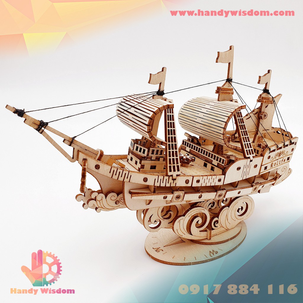 Mô hình lắp ghép gỗ Rolife - Thuyền buồm thế kỉ XVI - Robotime Sailing Ship TG305