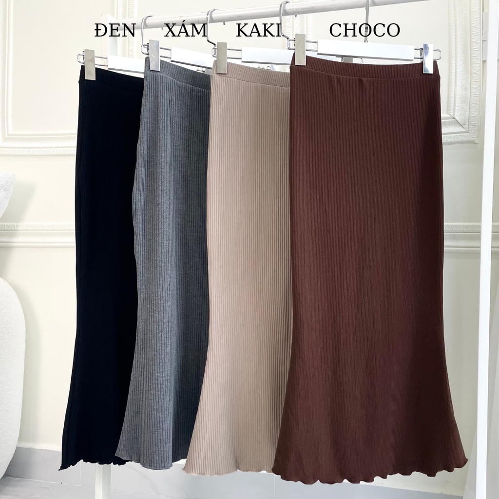 Chân váy dài đuôi cá năng động Fishtail Ribbed Maxi Skirt LOVEKIUTEE