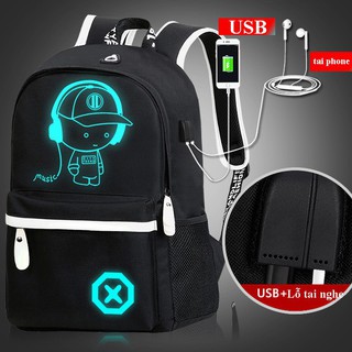 Ba lô nam nữ Phát Sáng Boy Music Có Cổng Sạc USB, Lỗ Tai Nghe Tiện Lợi BL01.26