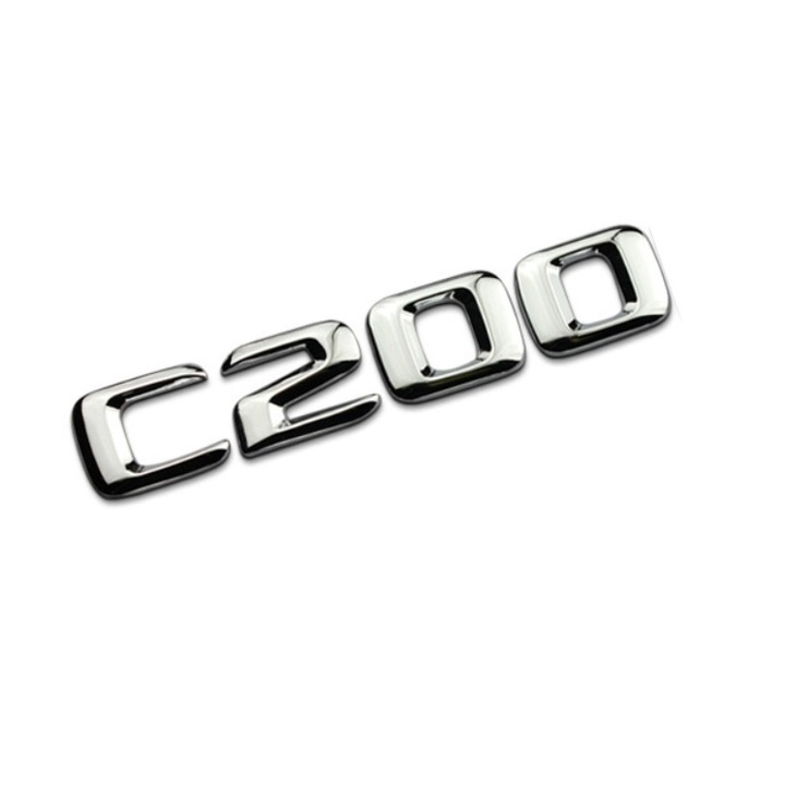 Decal tem chữ inox dán đuôi xe ô tô Mercedes C200 và C300 - HÀNG CÓ SẴN