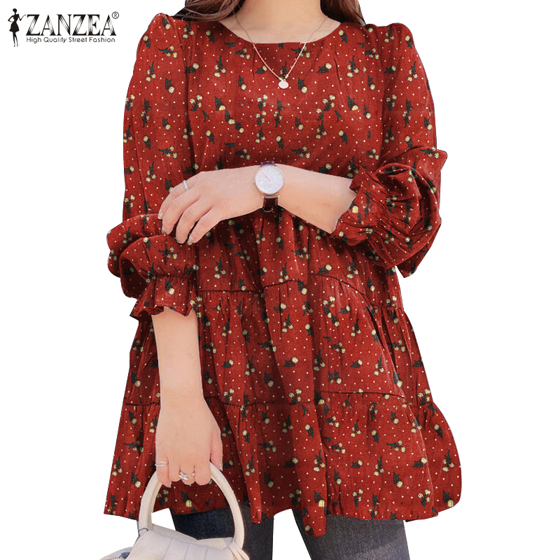 Áo Nữ ZANZEA Tay Dài Họa Tiết Hoa Cổ Điển Thời Trang Thoải Mái