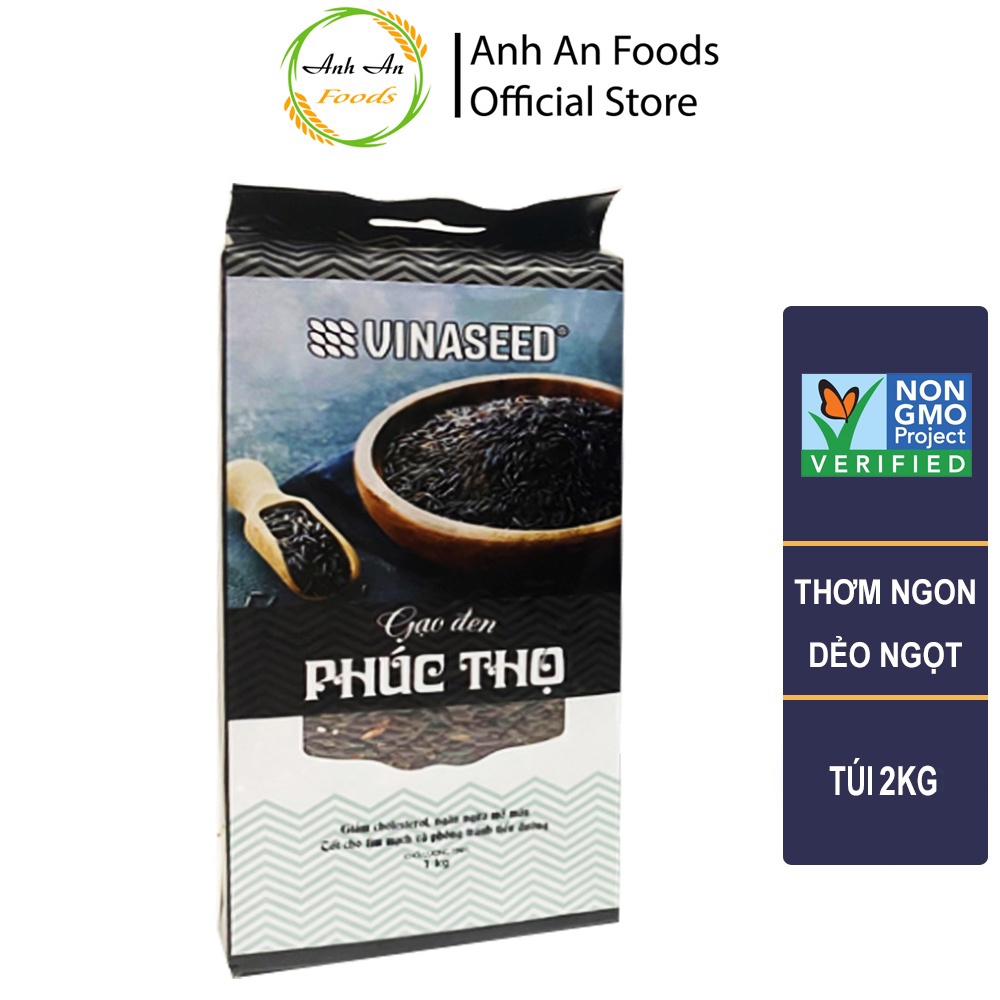 Gạo đen Phúc Thọ Vinaseed - Túi nilon 1kg cao cấp - Giá Sỉ, Date mới