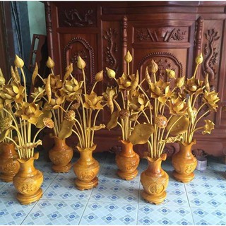 hoa sen gỗ mít cặp
